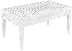 Столик пластиковый плетеный журнальный Miami Lounge Table белый 920х530х450 мм