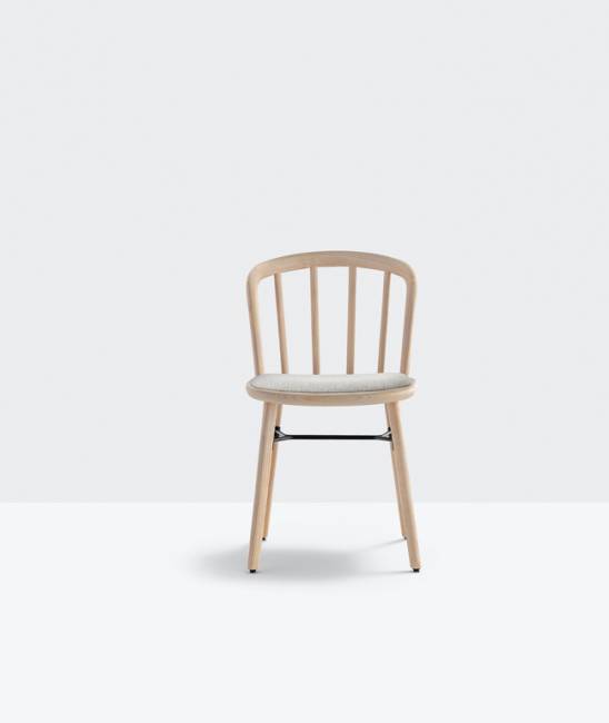 Стул деревянный с обивкой Nym беленый ясень, серый 460х500х755 мм