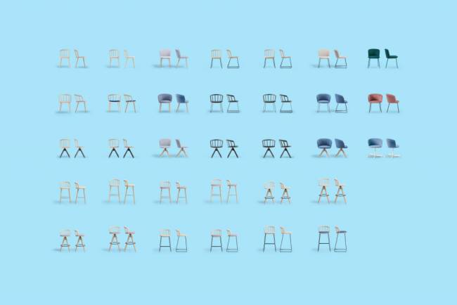 Стул деревянный с обивкой Nym беленый ясень, серый 460х500х755 мм