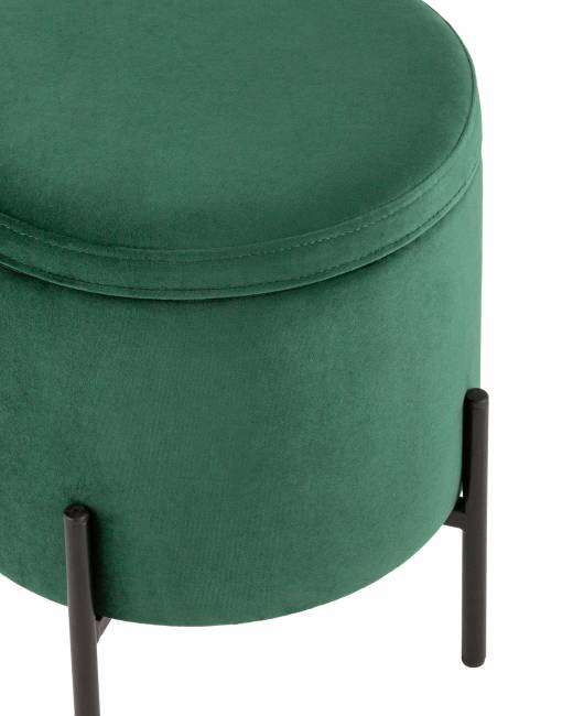 Пуф Грейс с ящиком велюр зелёный