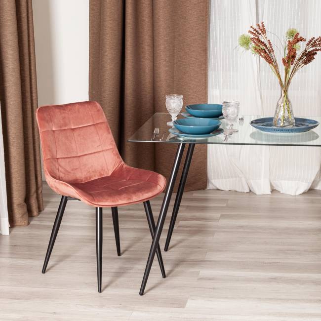 Стул ABRUZZO ( mod. 8060 ) металл/велюр, 54 х 62 х 83 см, коралловый (HLR 44)/черный (Комплект из 4 шт.) коралловый металл/велюр