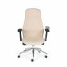 Кресло офисное / Мальта / хром крестовина / черные подлокотники / бежевая ткань