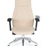 Кресло офисное / Мальта / хром крестовина / черные подлокотники / бежевая ткань