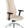 Кресло офисное / Мальта / хром крестовина / черные подлокотники / бежевая ткань