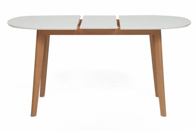 Стол обеденный раскладной BOSCO (Боско) основание бук, столешница мдф, 120+30*80см, Белый+Натуральный ( Бук) Белый+Натуральный ( Бук) основание бук, столешница мдф