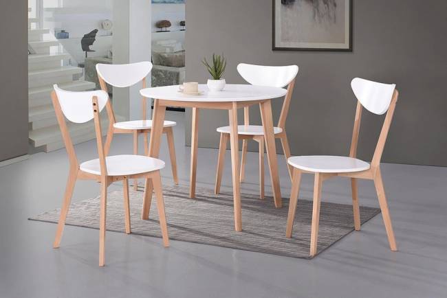 Стол обеденный раскладной BOSCO (Боско) основание бук, столешница мдф, 120+30*80см, Белый+Натуральный ( Бук) Белый+Натуральный ( Бук) основание бук, столешница мдф