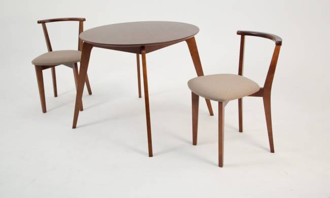 Стол Arki К 90 орех со стульями Франк ПМ орех/бежевая рогожка