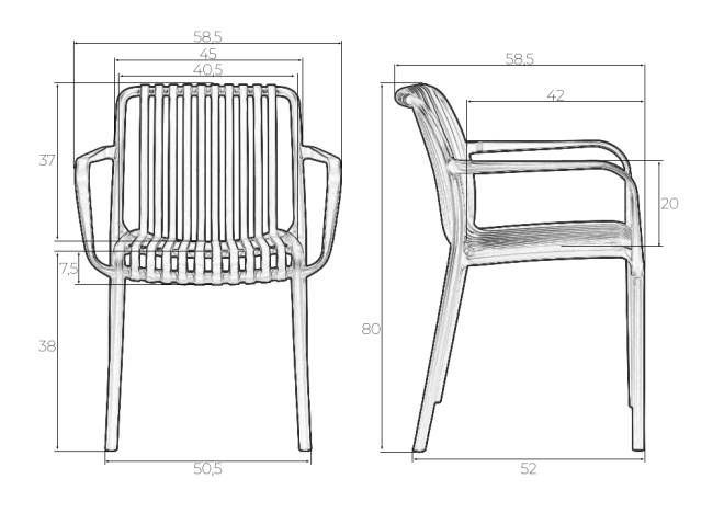 Набор 3 шт Стул обеденный DOBRIN WALTER ARM, черный (B-03)