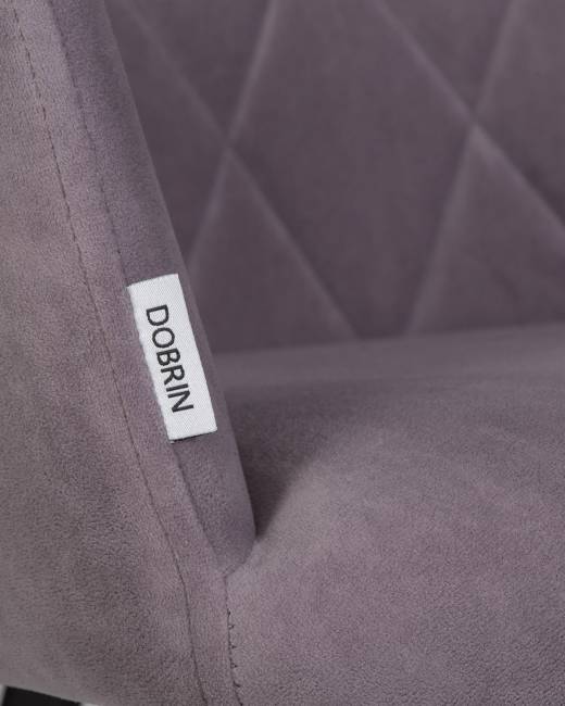 Стул обеденный DOBRIN ROBY, ЭМАЛЬ ЧЕРНЫЙ МУАР велюр Catania Lavender