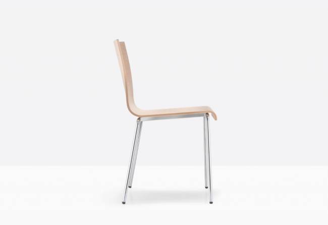 Стул деревянный Kuadra XL хромированный, беленый дуб 505х520х800 мм