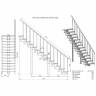 Модульная лестница Стандарт - Классик (прямой марш) 2520-2660, 180, Серый