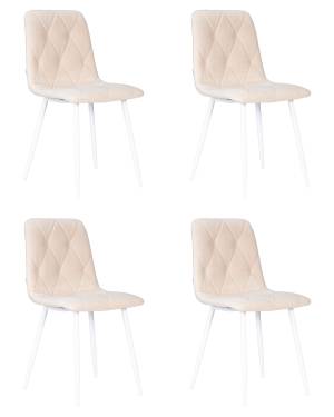 Набор 4 шт Стул обеденный DOBRIN CHILLY ROMBO, Бежевый Simple 44, основание белое