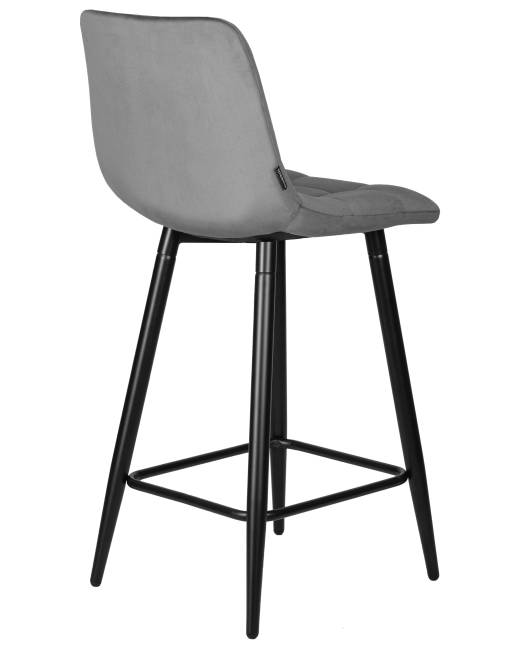 Набор 2 шт Стул полубарный DOBRIN OLIVIA, черные матовые ножки, темно-серый велюр (108-91)