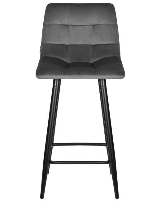 Набор 2 шт Стул полубарный DOBRIN OLIVIA, черные матовые ножки, темно-серый велюр (108-91)