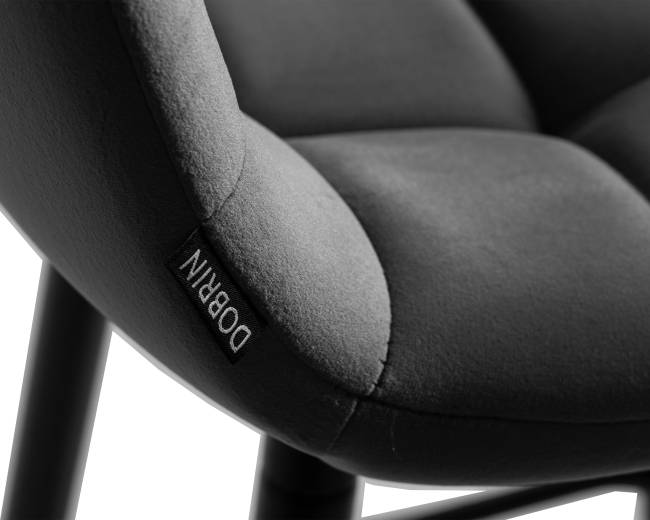 Набор 2 шт Стул полубарный DOBRIN OLIVIA, черные матовые ножки, темно-серый велюр (108-91)