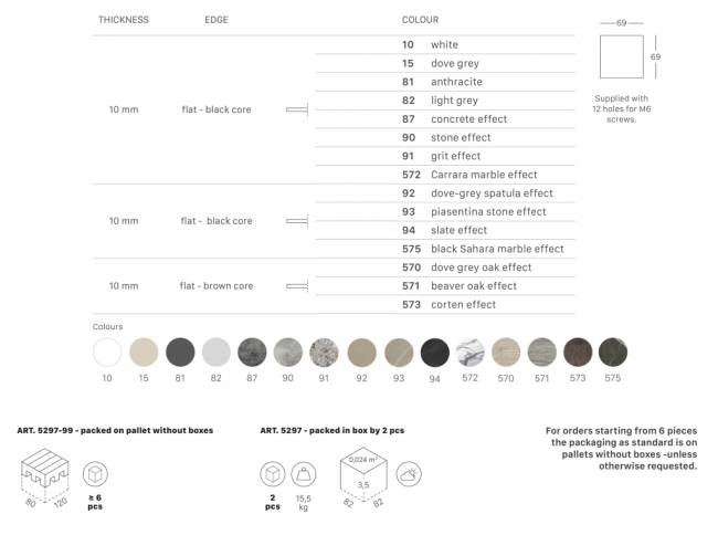 Столешница квадратная Compact Laminate для подстолья Nemo, Domino, Tiffany, Cross каменный 700х700х10 мм