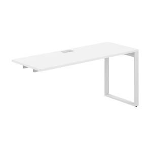 AG.183.WH.L.72.WH / Секция рабочей станции 1600х600х750 / профиль О-образный: 70х20 белый; лючок: серебро; столешница: белый