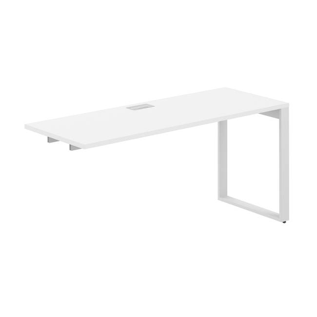 AG.183.WH.L.72.WH / Секция рабочей станции 1600х600х750 / профиль О-образный: 70х20 белый; лючок: серебро; столешница: белый