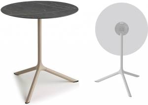 Стол ламинированный обеденный складной Tripe Maxi Folding тортора, черный мрамор Сахара Ø800х740 мм