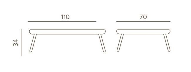 Столик металлический кофейный Jolly красный 1100х700х340 мм