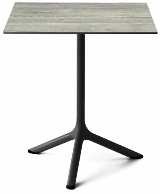 Стол ламинированный обеденный складной Tripe Folding черный, состаренный серый дуб 600х600х740 мм