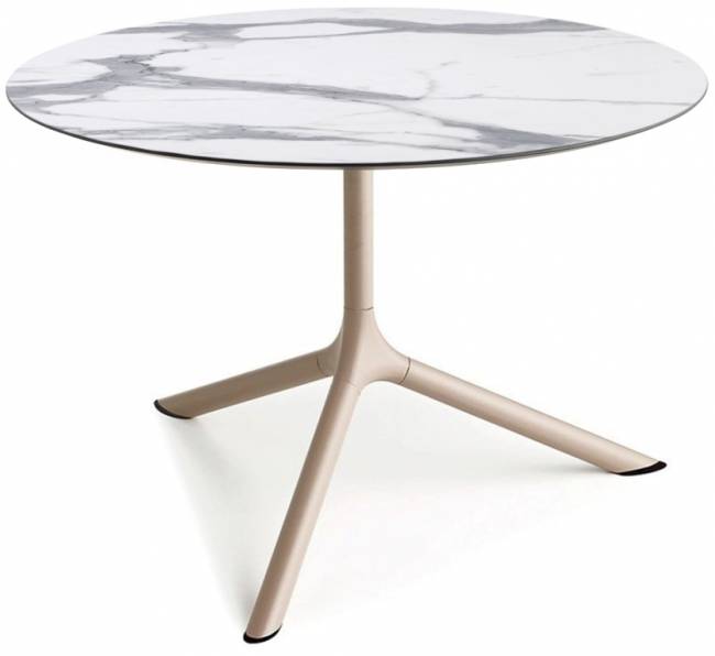 Столик ламинированный кофейный Tripe Maxi тортора, белый мрамор Каррара Ø800х510 мм