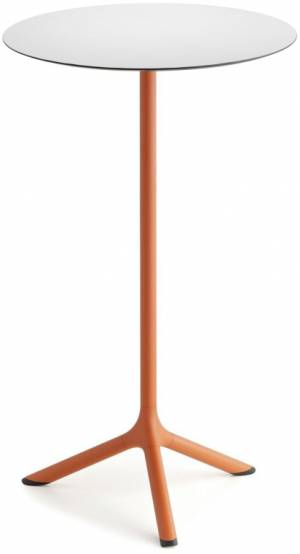 Стол ламинированный барный Tripe терракотовый, белый Ø600х1100 мм