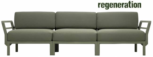 Диван пластиковый с подушками Maximo 3 кактус, тимьян 2685х940х790 мм