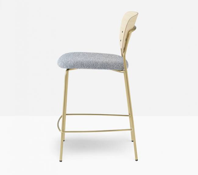 Стул полубарный с обивкой Jazz античная латунь, беленый ясень, бело-голубой 475х525х910 мм