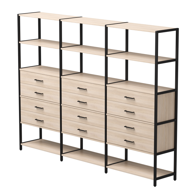 Набор стеллажных систем №10 Everprof EVO 2440x385x1840 Дуб Соната/Черный