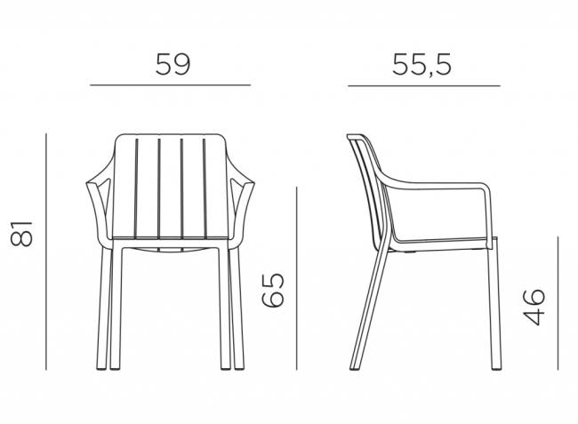 Кресло пластиковое Tiberina антрацит 595х555х810 мм