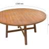 Стол деревянный обеденный Rimini Ø150 натуральный д1500х750 мм