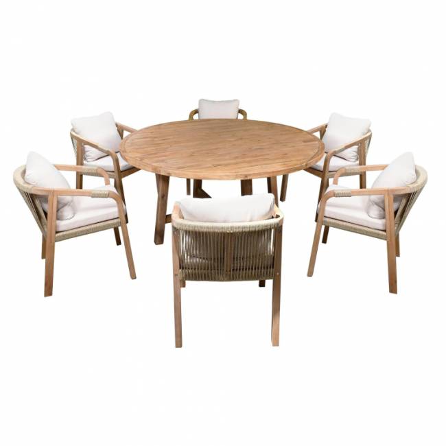 Стол деревянный обеденный Rimini Ø150 натуральный д1500х750 мм