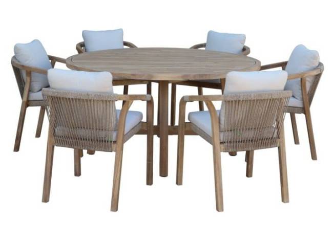 Стол деревянный обеденный Rimini Ø150 натуральный д1500х750 мм