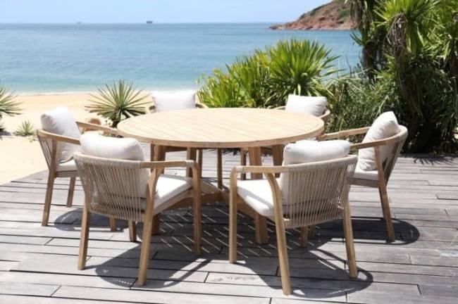 Стол деревянный обеденный Rimini Ø150 натуральный д1500х750 мм