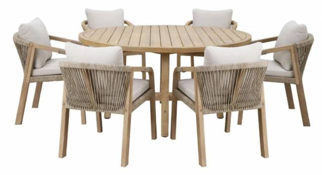 Стол деревянный обеденный Rimini Ø150 натуральный д1500х750 мм