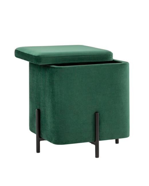 Пуф Грейс квардрат с ящиком велюр зелёный