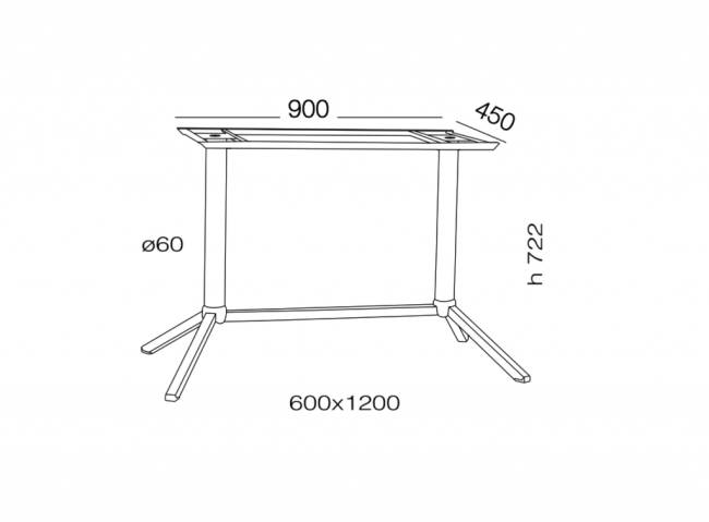 Подстолье металлическое двойное Time 313 1200х600х722 мм