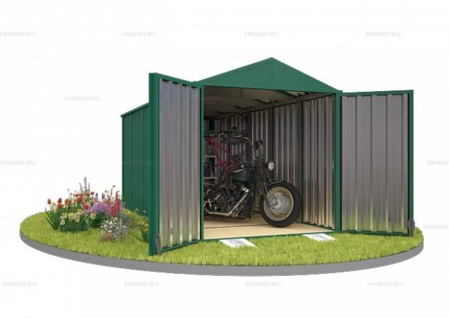 Хозблок SKOGGY секционный с двускатной крышей 5 х 2 м, зелёный мох Хозблок SKOGGY секционный с двускатной крышей 5 х 2 м, зелёный мох