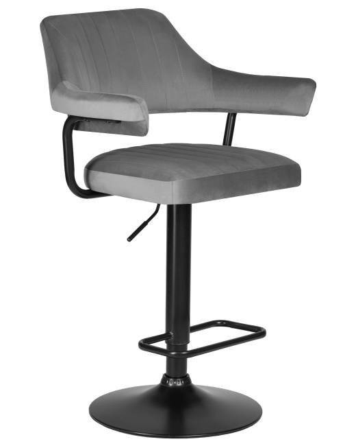 Набор 2 шт Стул барный DOBRIN CHARLY BLACK, серый велюр (MJ9-75)
