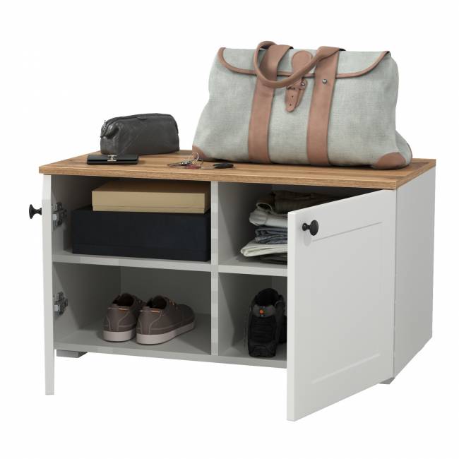 Тумба Остин 13.257 цвет белый шагрень/дуб крафт золотой