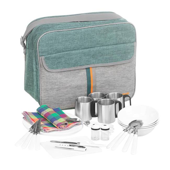 Набор для пикника на 4 персоны LUXE зеленый/серый (N-425(4)-GG) Nisus