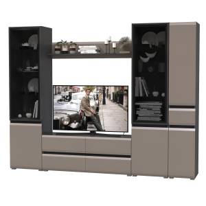 Мебель в гостиную модульная Сидней № 56 цвет антрацит/МДФ веллюто капучино