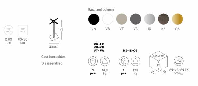 Подстолье металлическое Tiffany латунь 400х400х730 мм
