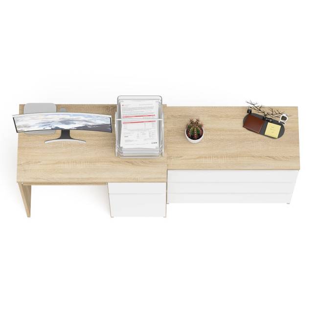 Стол компьютерный МС-1 правый с комодом на три ящика 800 Мори цвет дуб сонома/белый
