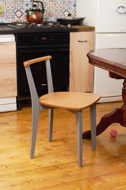 Стул Франк Ж, Натуральное дерево/Серый Стул Франк Ж, Натуральное дерево/Серый