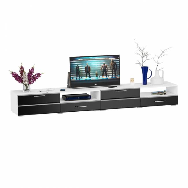 Тумба под ТВ Ларго 2,8 цвет белый/чёрный глянец