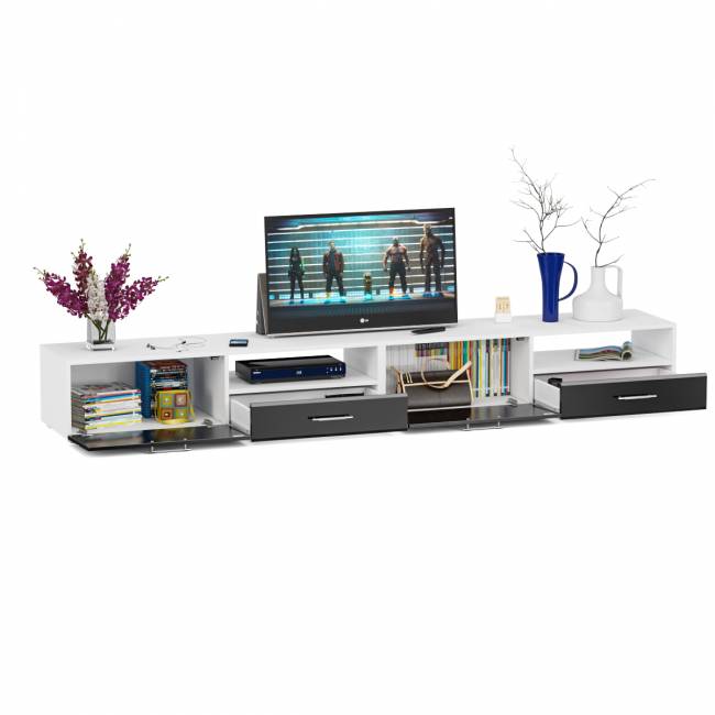 Тумба под ТВ Ларго 2,8 цвет белый/чёрный глянец