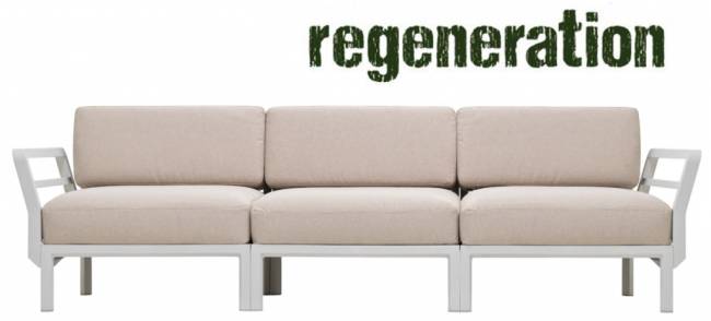 Диван пластиковый с подушками Maximo 3 гипс, жемчуг 2685х940х790 мм