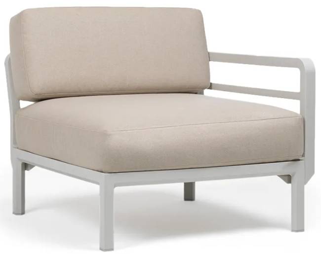 Диван пластиковый с подушками Maximo 3 гипс, жемчуг 2685х940х790 мм